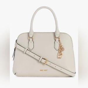 LIKE NEW! Nine West Cibrina Dome Satchel In Milk, Crossbody Strap Included